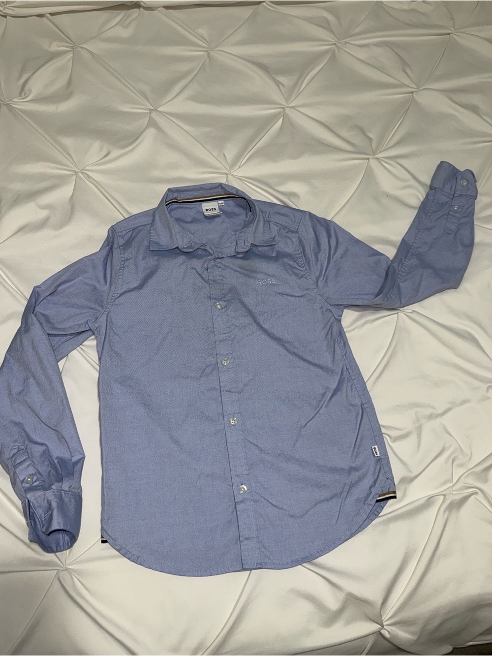 BOSS Boys Light Blue Button-Down Shirt